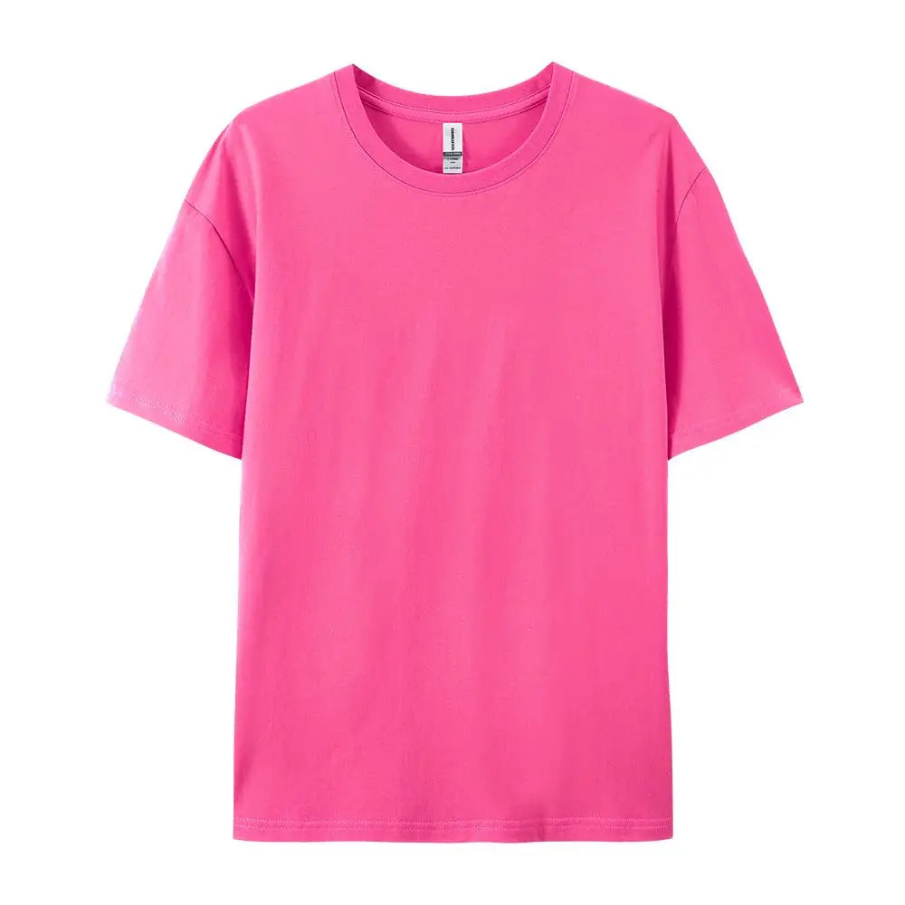 T-Shirt Unisex Solid Color 100% Cotton Loose Fit Short Sleeve Candy Color Tee