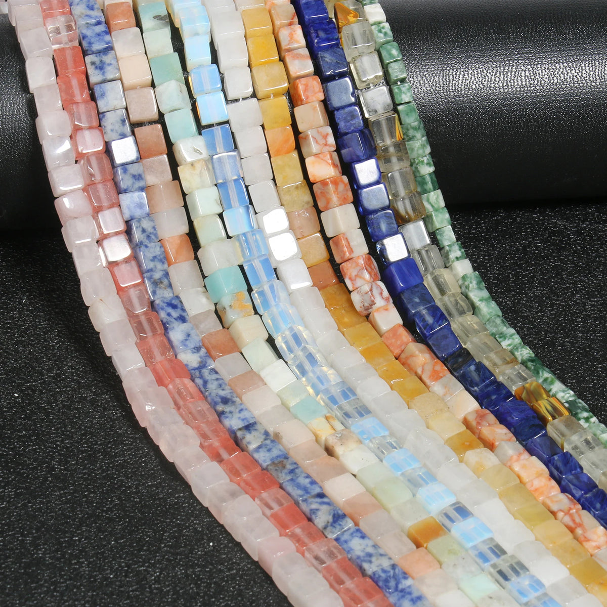 Stone Beads Cube Jasper Opal Jade Quartz Styles for DIY Jewelry Making
