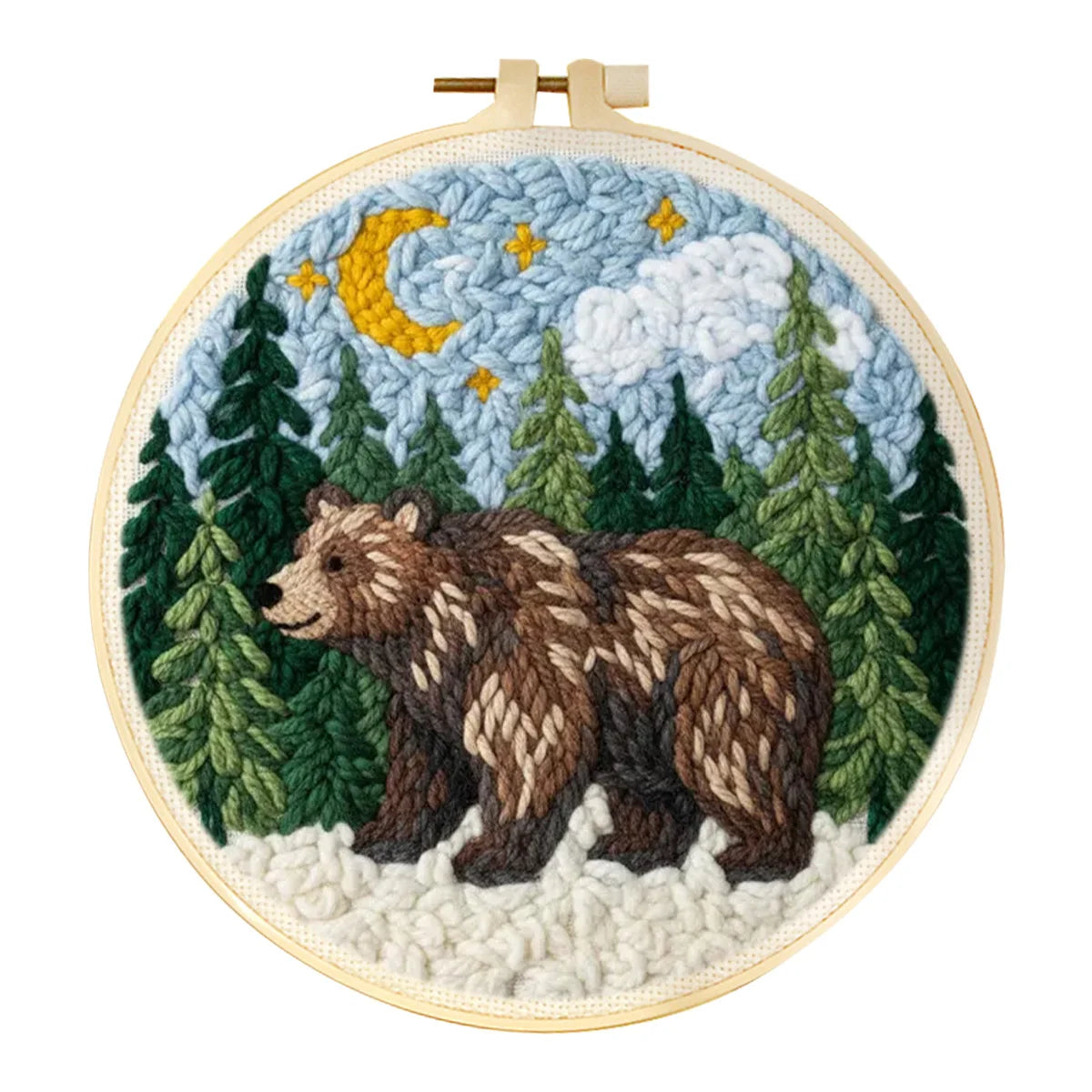 Punch Needle Kit, Cartoon Animals with Hoop for Beginner Yarn Crafts