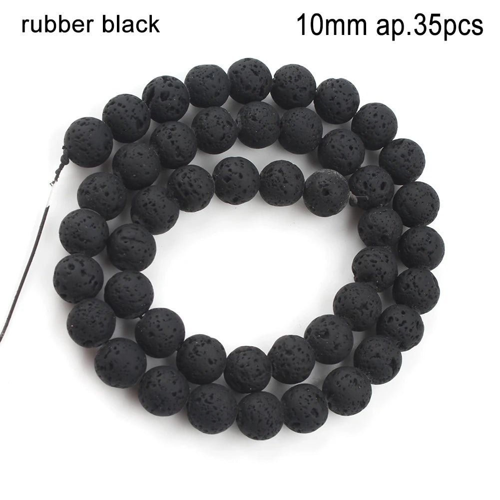 Stone Beads Black Volcanic Lava Spacer Waist Bracelets Necklace Craft Beads