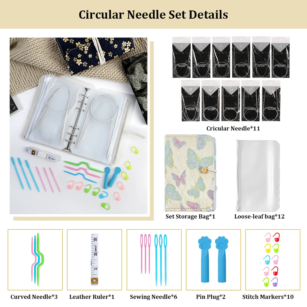 Knitting Needle Organizer Set for Circular Needles & Needlecraft Storage