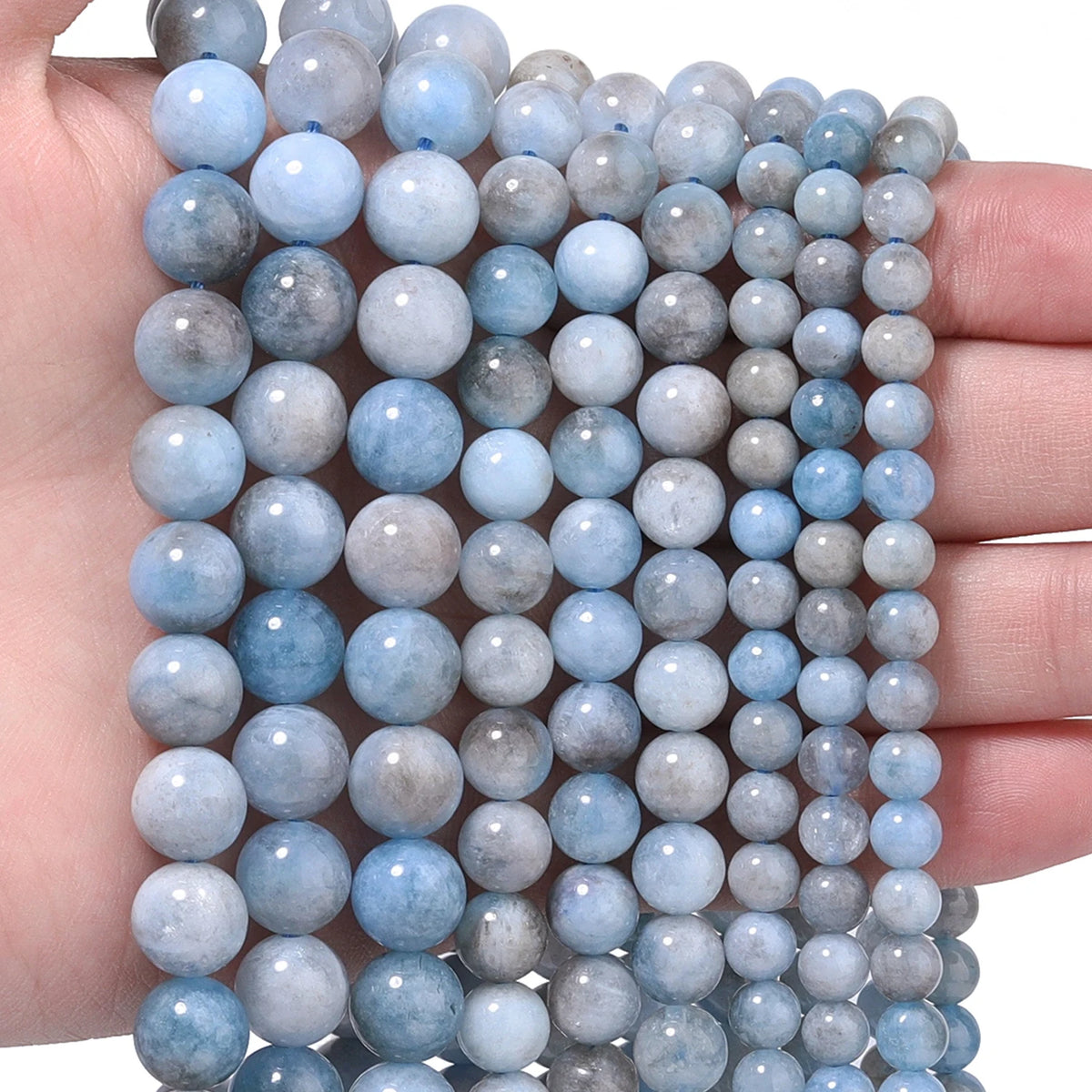 Stone Beads Round Blue Aquamarine-Style Spacers for DIY Jewelry Making