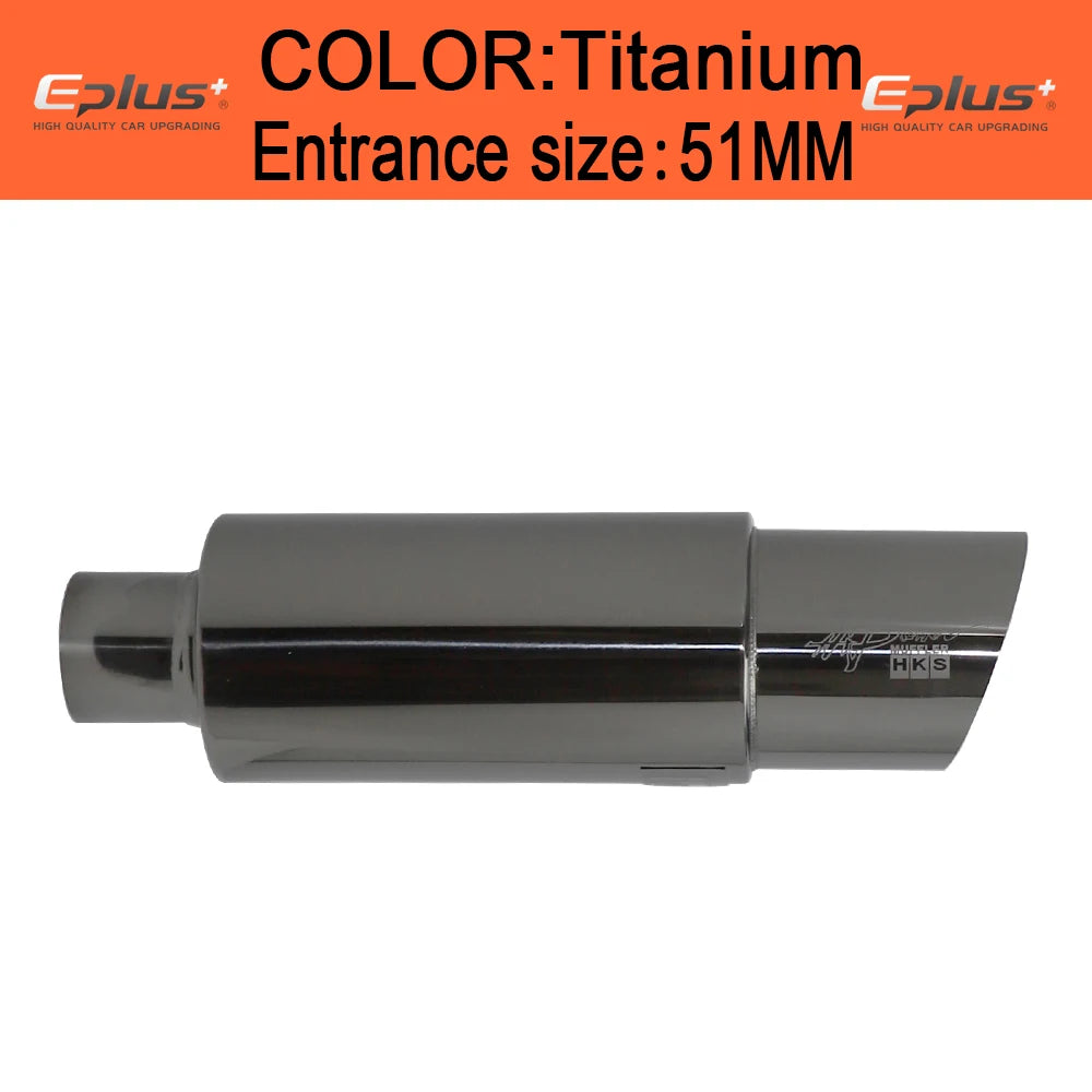Stainless Steel Car Exhaust Drum Muffler Tail Pipe Universal 51-63mm