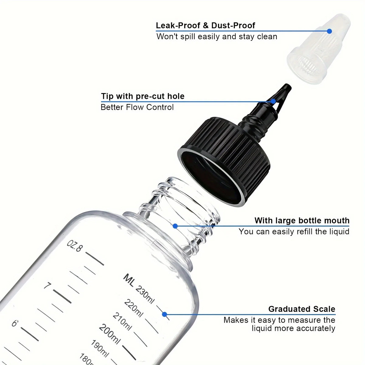 Squeeze Bottles Empty Graduated Applicators for Salon and Crafts 2 Pack