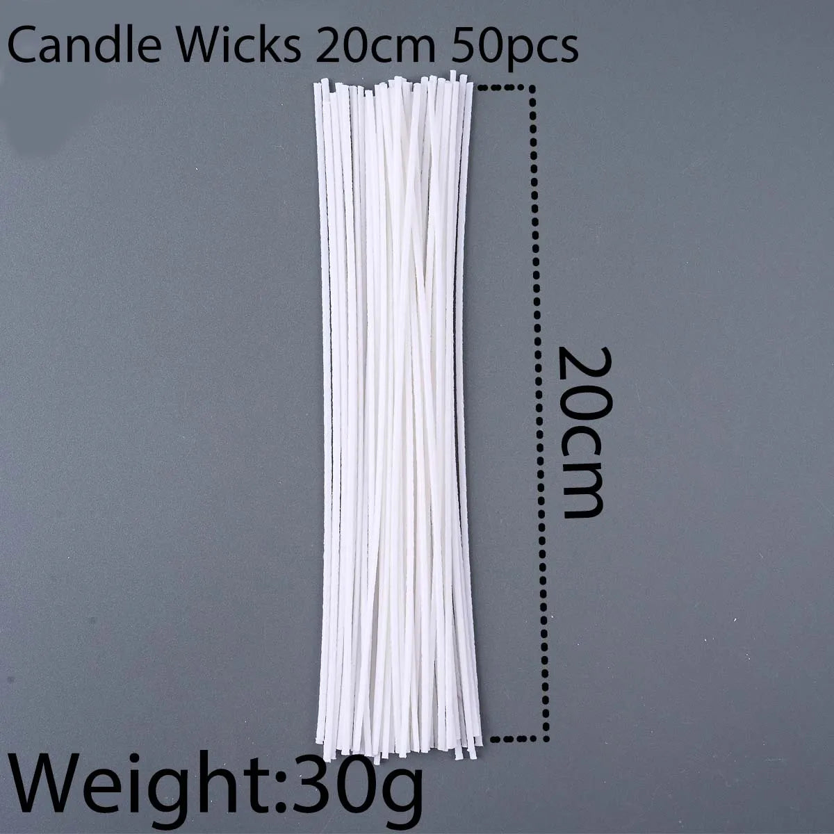 Candle Wicks, Waxed Cotton — 50 Pack, 2 to 8 in (5 to 20cm), Smokeless