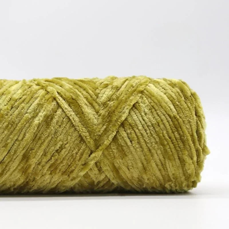 Yarn, Chenille Velvet-Style with Gold Luster for Scarves, Sweaters & Dolls