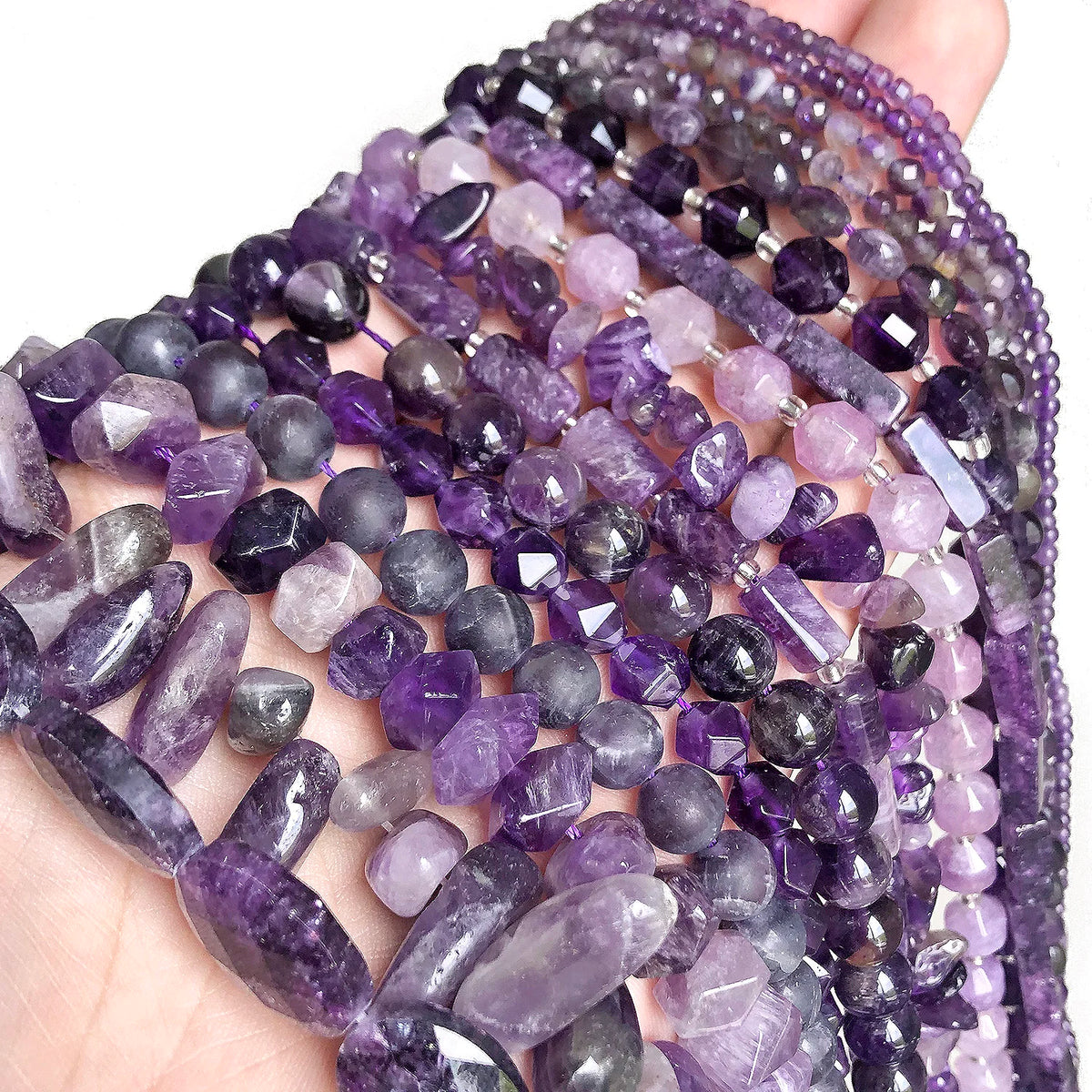 Stone Beads Purple Amethyst-Style Assorted Shapes for DIY Jewelry Making