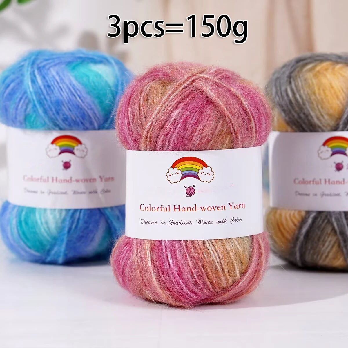 Yarn, Light Rainbow Gradient for Sweaters, Coats, Hats, Scarves & Shawls