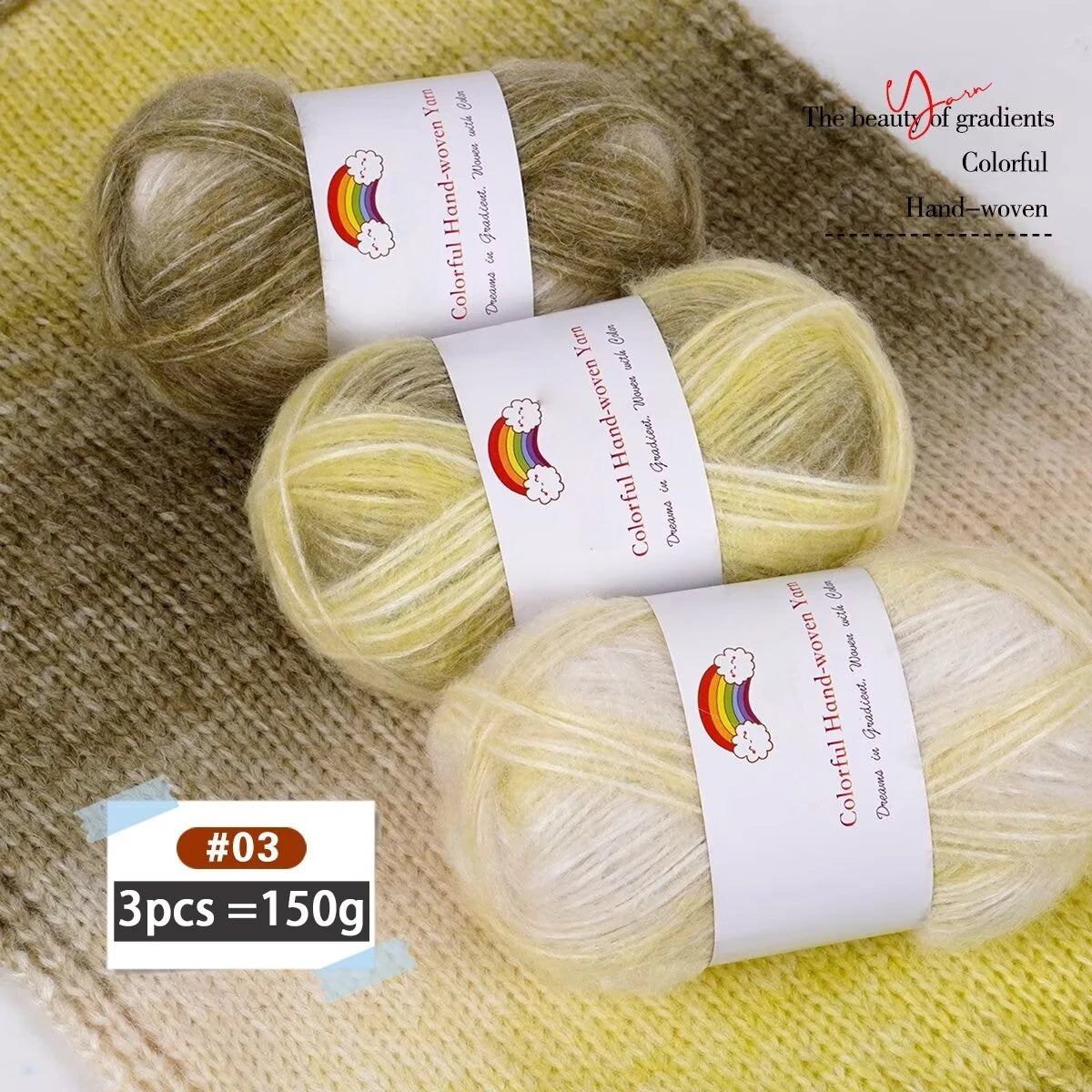 Yarn, Light Rainbow Gradient for Sweaters, Coats, Hats, Scarves & Shawls
