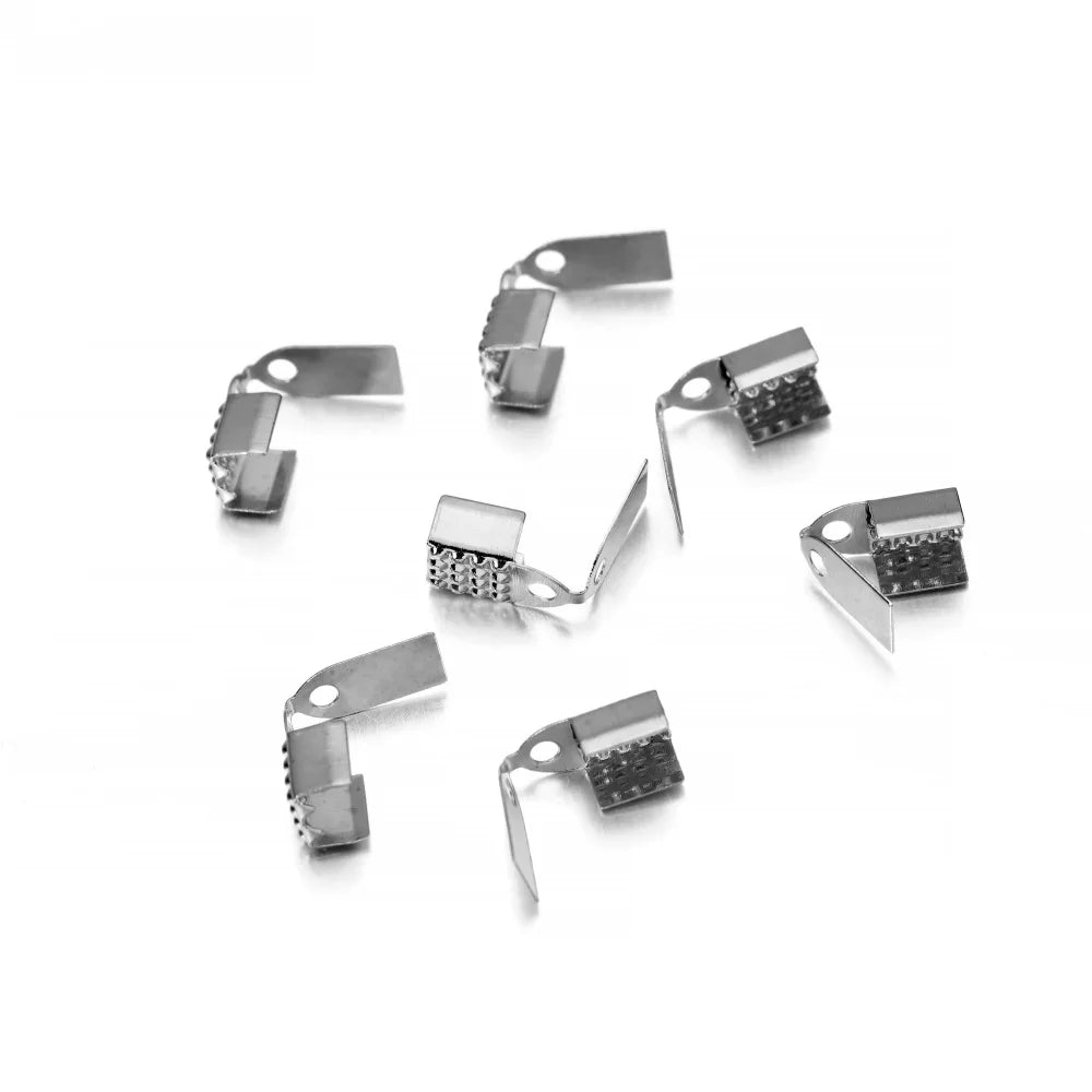 Cord End Crimps Metal Fold-Over Leather Clips DIY Jewelry Making Craft Supplies