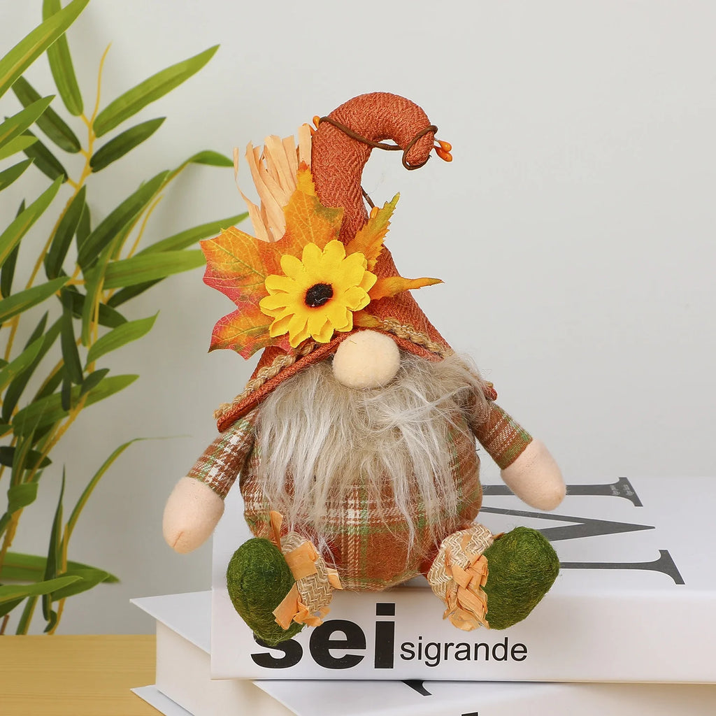 Rustic Autumn Harvest Scarecrow Decoration, Plaid & Sunflower Accents for Christmas, Farmhouse Wall Decoration, Party Props.