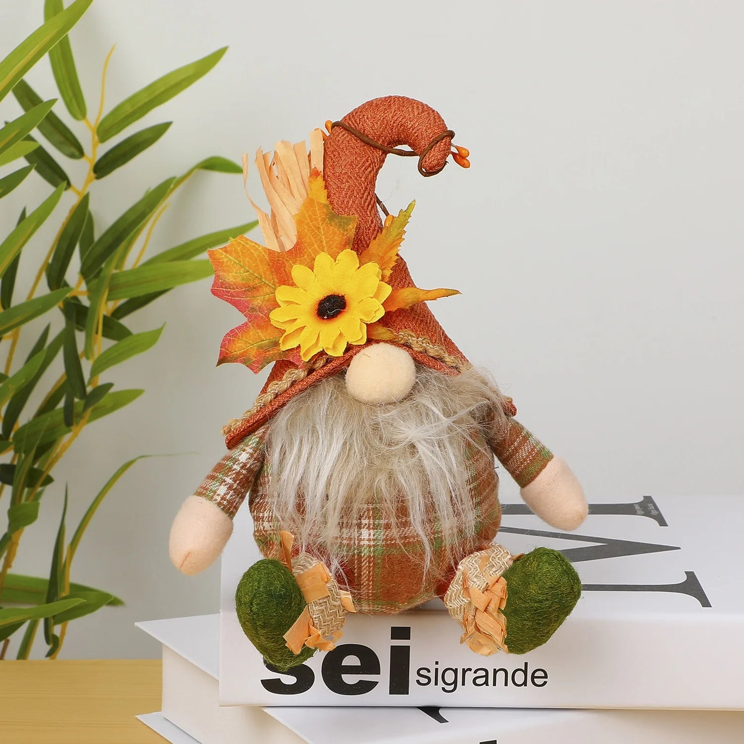 Rustic Autumn Harvest Scarecrow Decoration, Plaid & Sunflower Accents for Christmas, Farmhouse Wall Decoration, Party Props.
