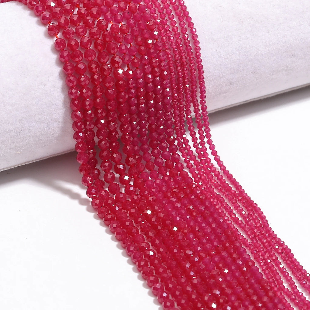 Stone Beads Tiny Faceted Ruby Corundum-Style Round for DIY Jewelry Making