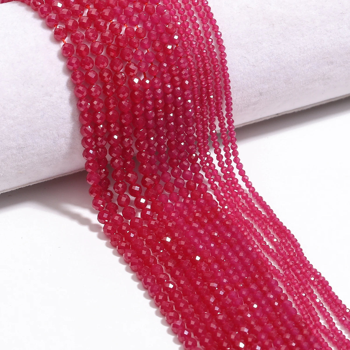 Stone Beads Tiny Faceted Ruby Corundum-Style Round for DIY Jewelry Making