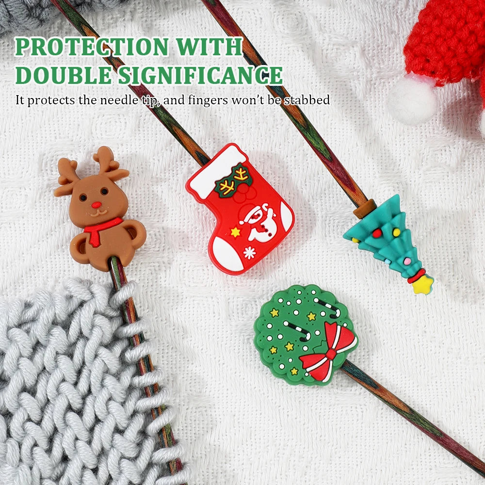 Knitting Needle Stoppers, Cartoon Tip Caps for Needlecraft Accessories