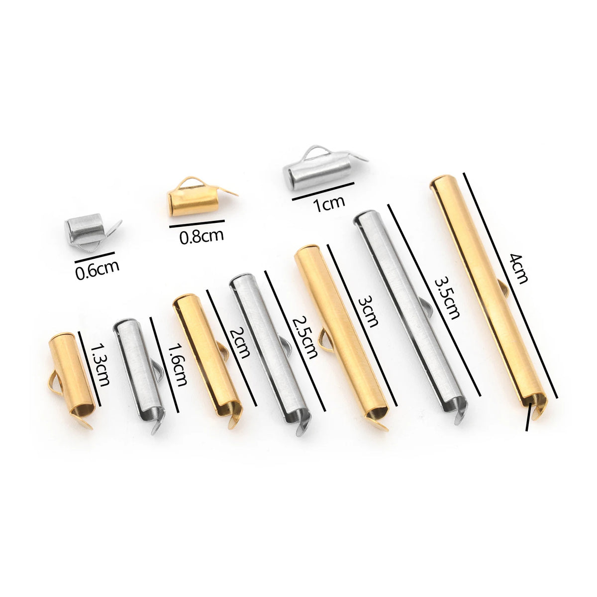 Cord End Clasps Stainless Steel Slide-On Crimp Tubes DIY Jewelry Making