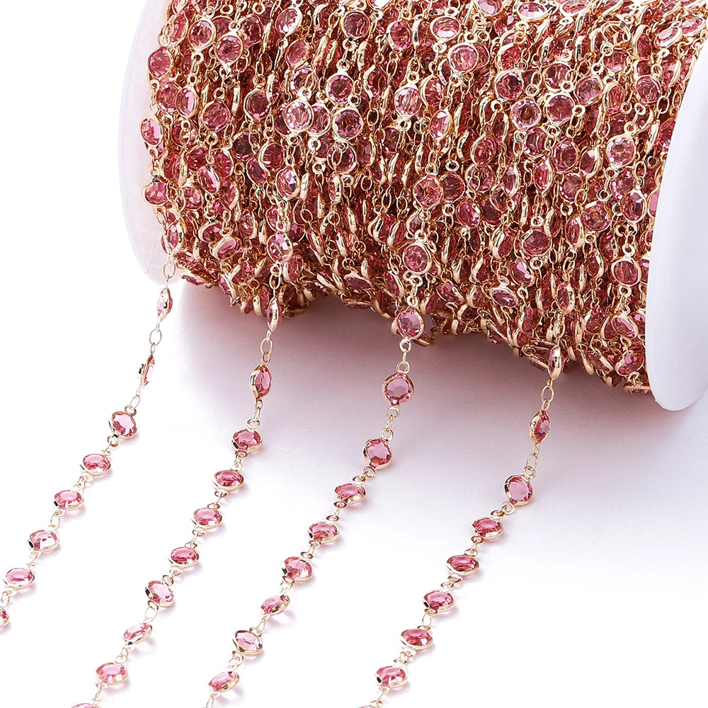 Metal Beads Colorful Crystal Beaded Chain Glass Necklace Chain Bracelet Supplies