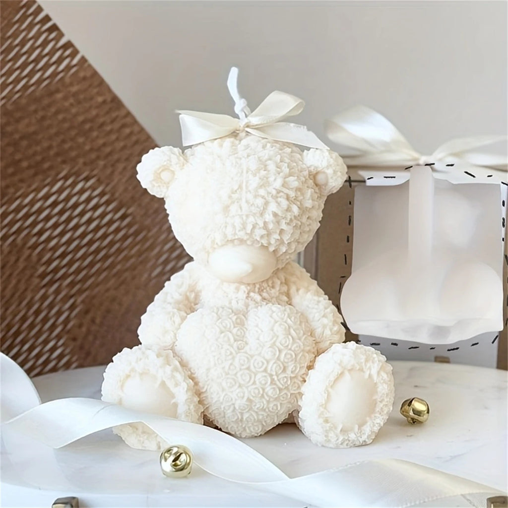 3D Heart-Shaped Teddy Bear Silicone Mold for Epoxy, Plaster, and Candle Making - Perfect Home Decor Ideas Gift
