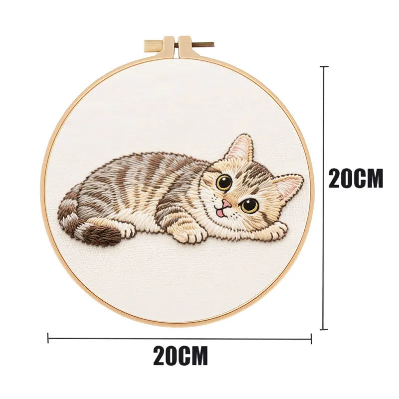 Embroidery Kit, Cats for Beginner Needlework & Handmade Animal-Themed Gifts