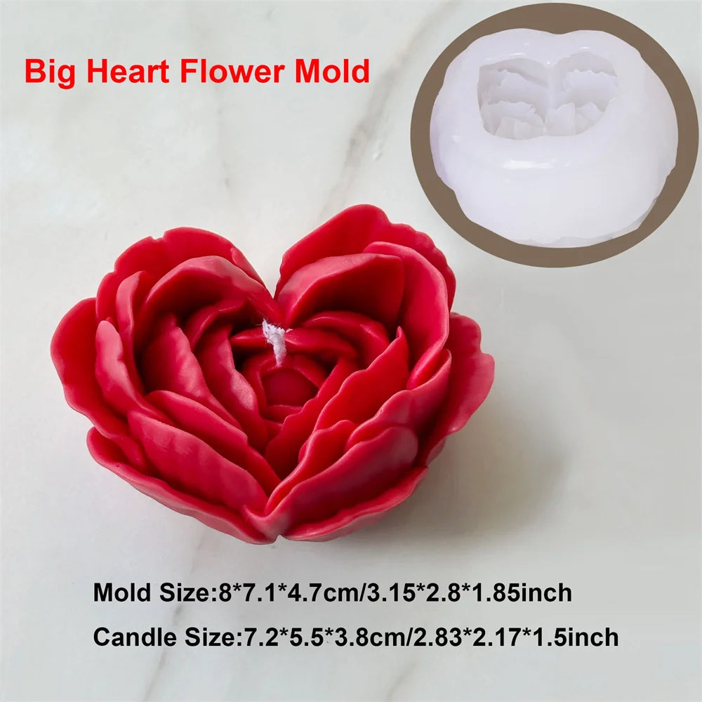 Rose & Peony Candle Mold - Silicone 3D Flower, 12 Styles