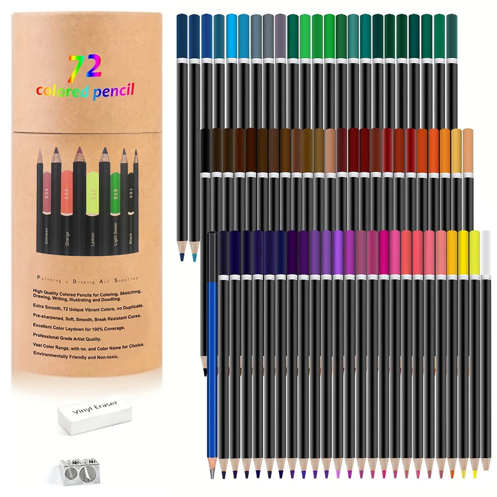 Colored Pencil Set, Oil-Based 2B, 72–180 Colors, Non-Toxic, Multiple Sets