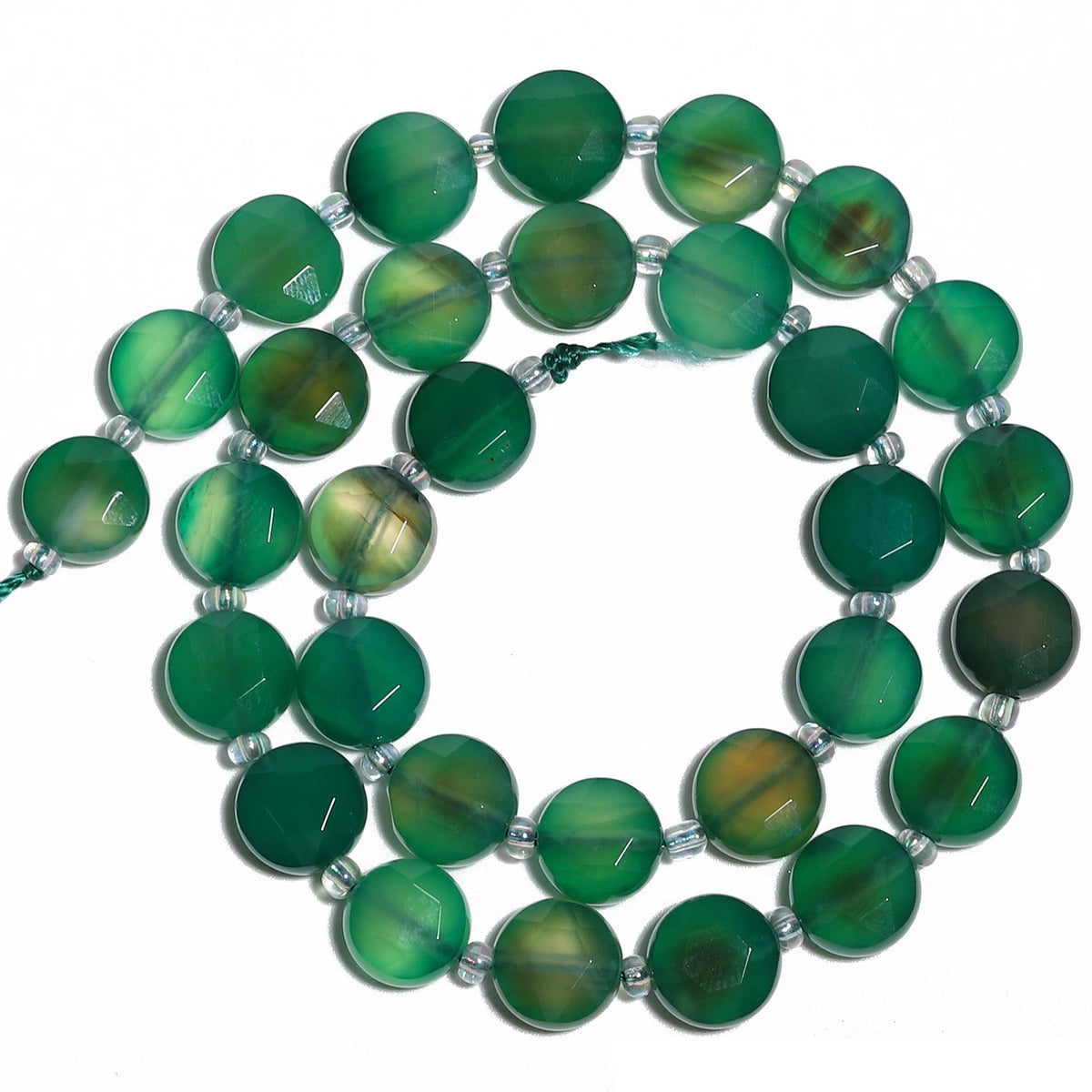 Stone Beads Nature Flat Round Amazonite Quartz-Style Agate Fluorite Craft Beads