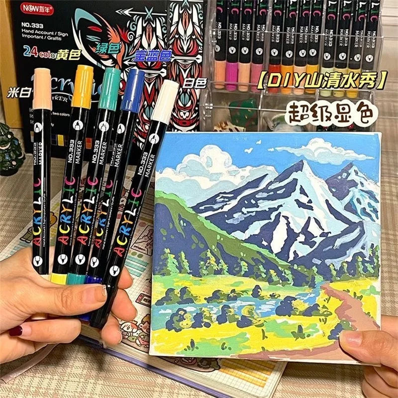 Acrylic Paint Markers, Dual-Tip Fine & Brush, 24 to 120 Colors