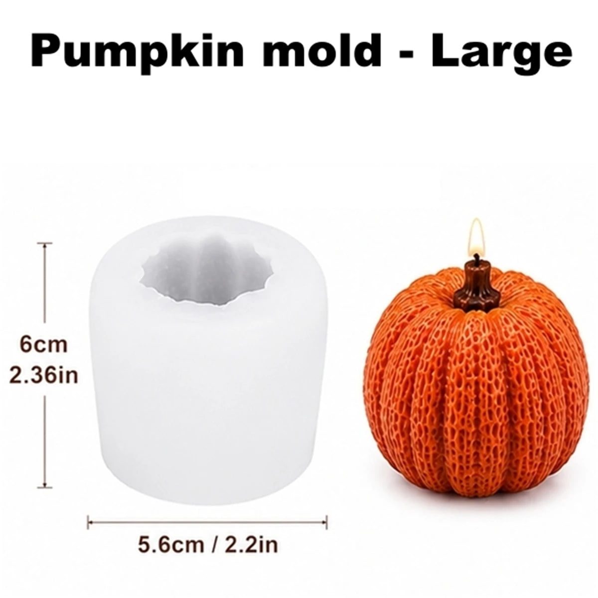 Pumpkin Candle Mold - Silicone 3D Halloween, S/M/L + Maple Leaf