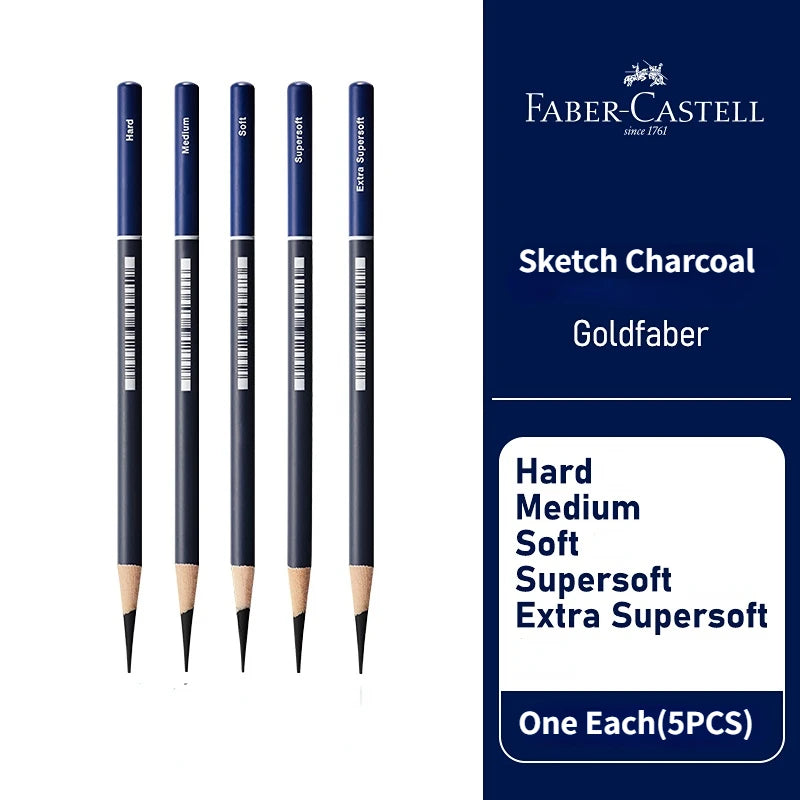 Charcoal & Graphite Sketch Pencil Set, Emenne — 5 or 6 Piece, Extra Soft to Hard