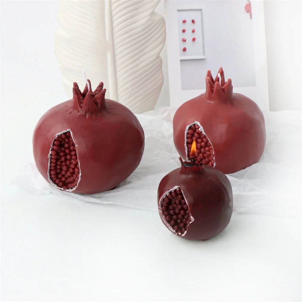3D Creative Pomegranate Candle Silicone Mold DIY Fruit Pomegranate Aromatherapy Plaster Resin Soybean Wax Making Mold Decor Gift