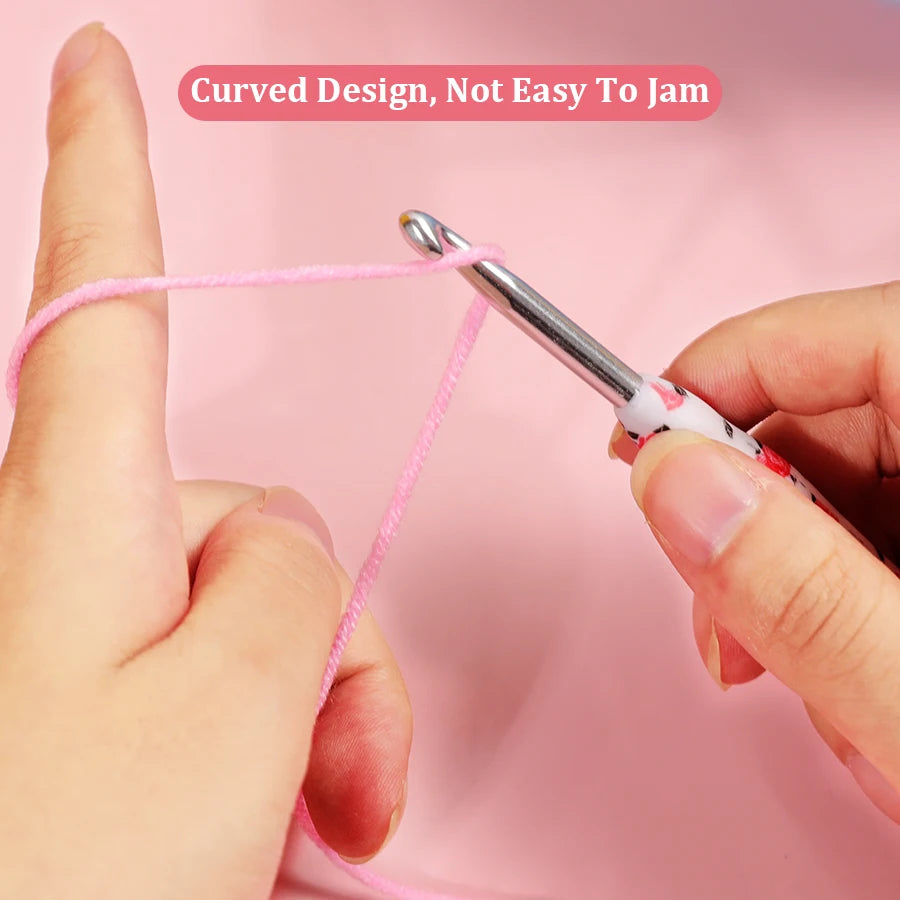 Crochet Hook, Rose Handle with Rubber Grip for Handmade Yarn Projects