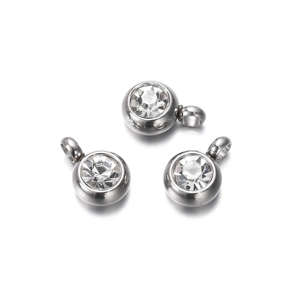 Earring Components Stainless Steel Birthstone Necklace Pendant Craft Supplies