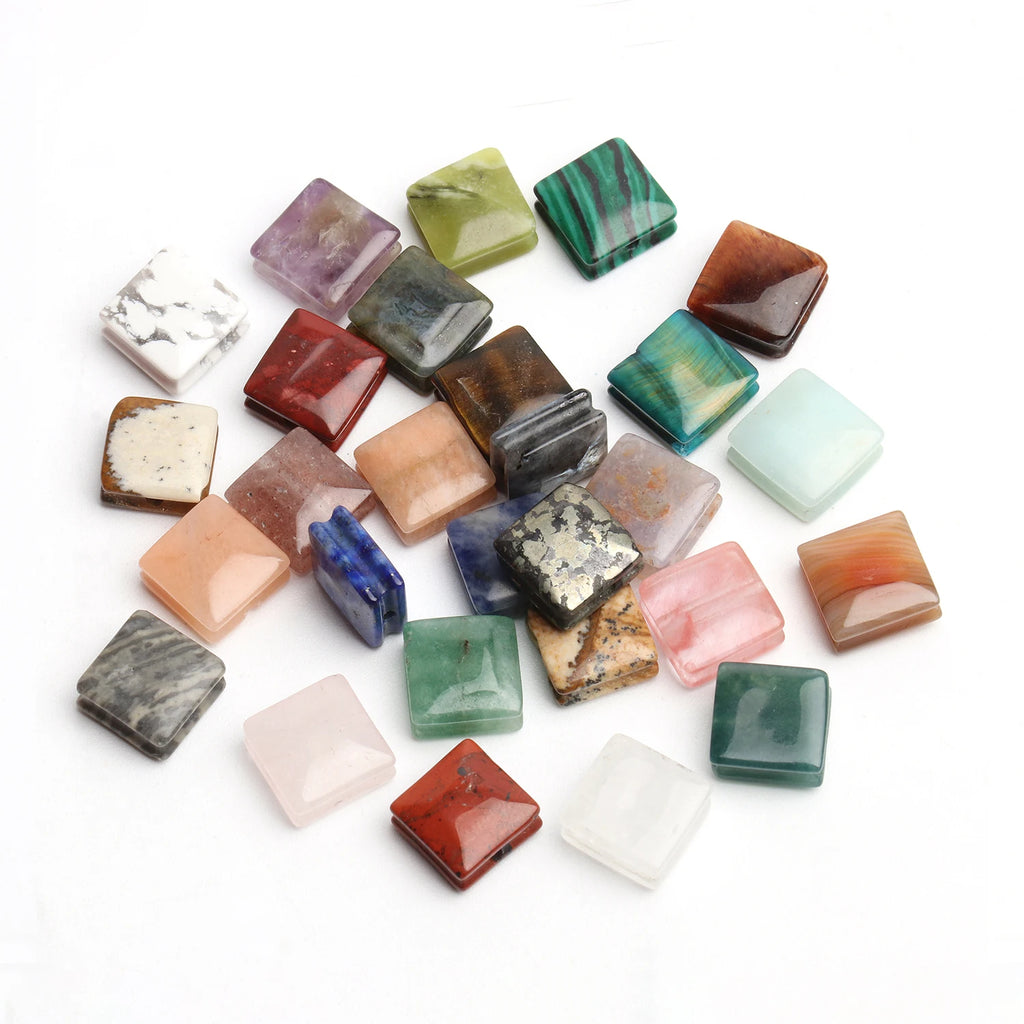 Stone Beads Square Amethyst Aventurine Quartz Styles for DIY Jewelry Making
