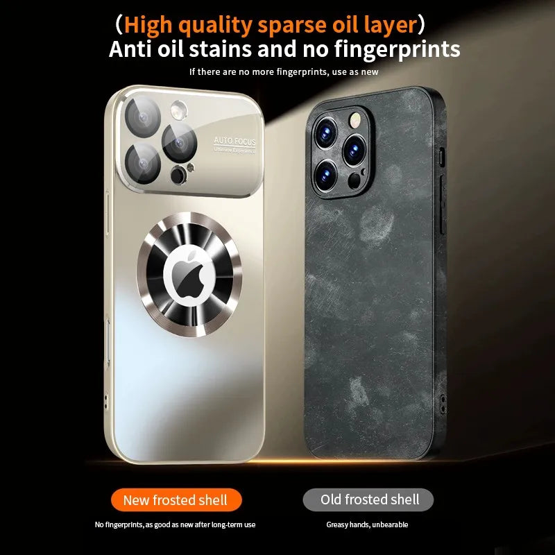 iPhone titanium metallic case magnetic protective cover for apple smartphones in gray, silver, red, blue, orange, pink, purple and black