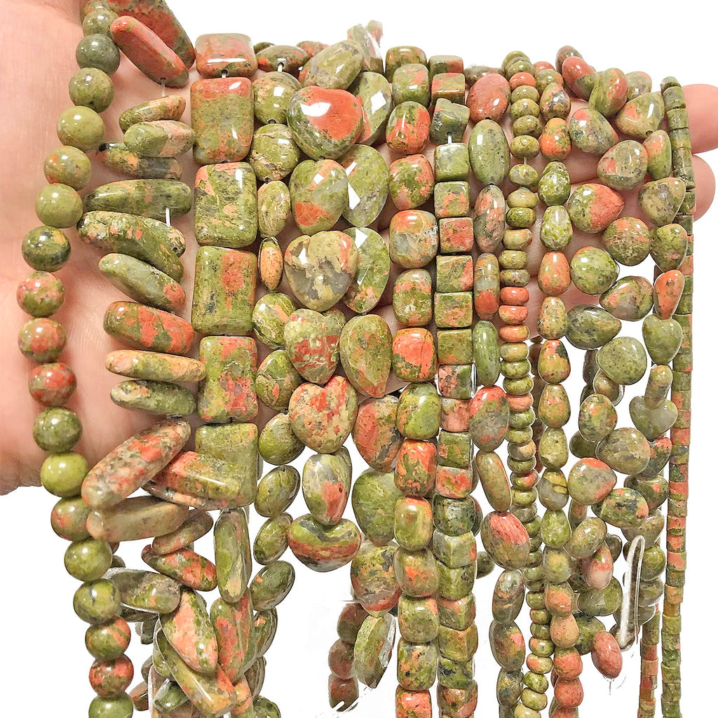 Stone Beads Unakite-Style Heart Drop Cube Shapes for DIY Jewelry Making