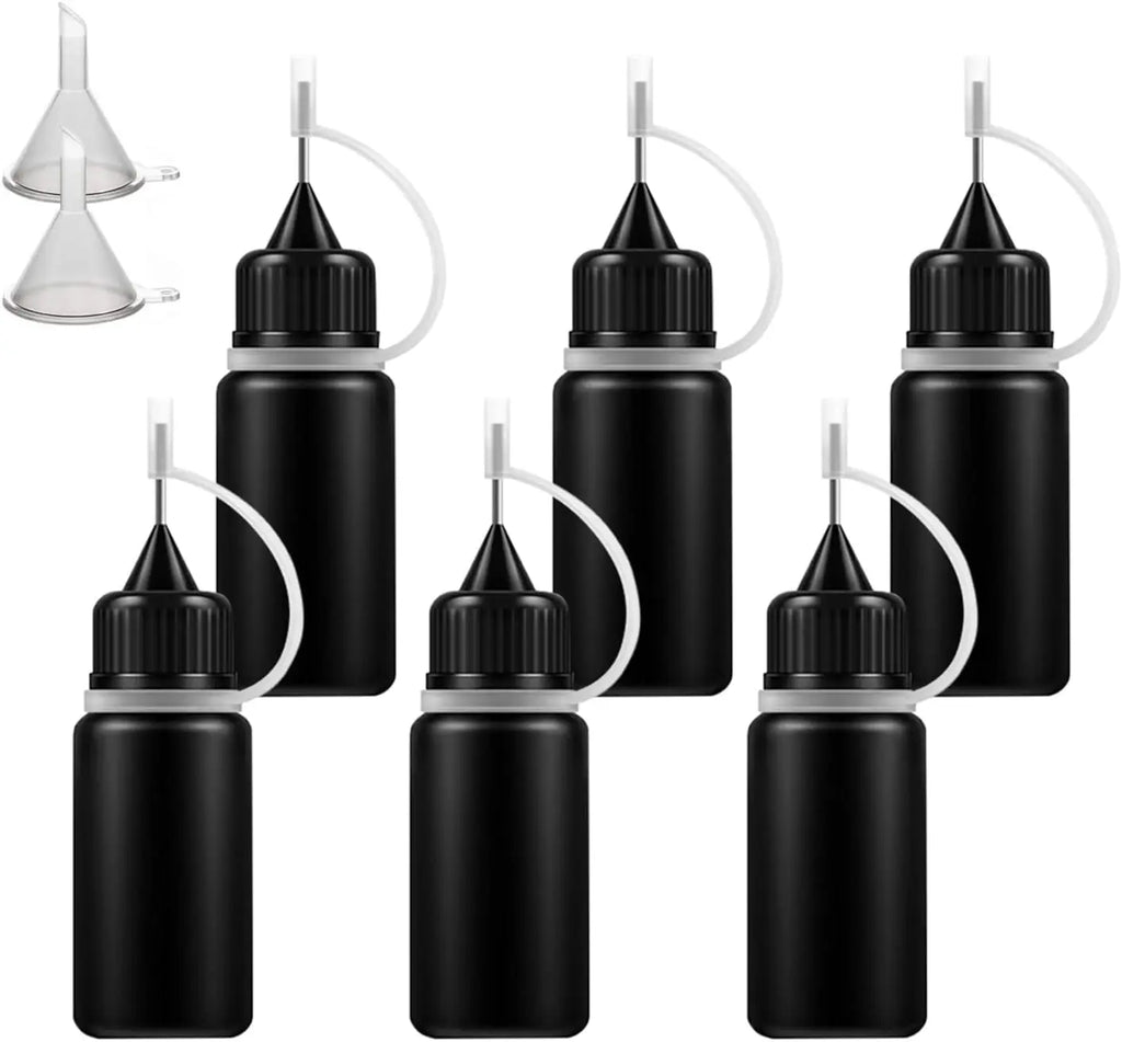 Glue Applicator Bottles Empty Needle Tip with Black Caps 5 Pack