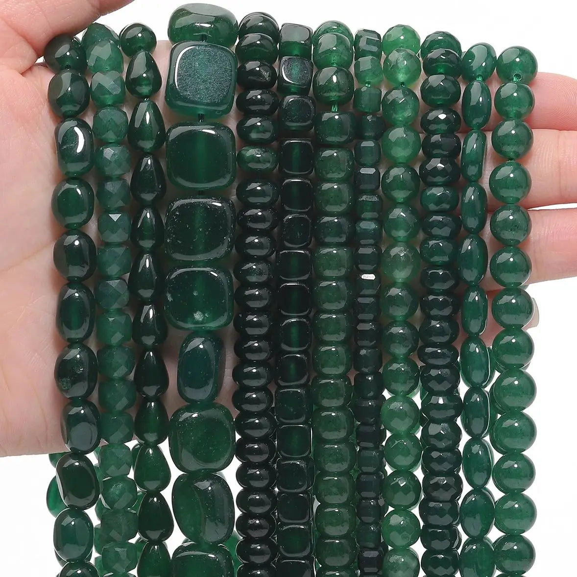 Stone Beads Green Chalcedony-Style Mixed Shapes for DIY Jewelry Making