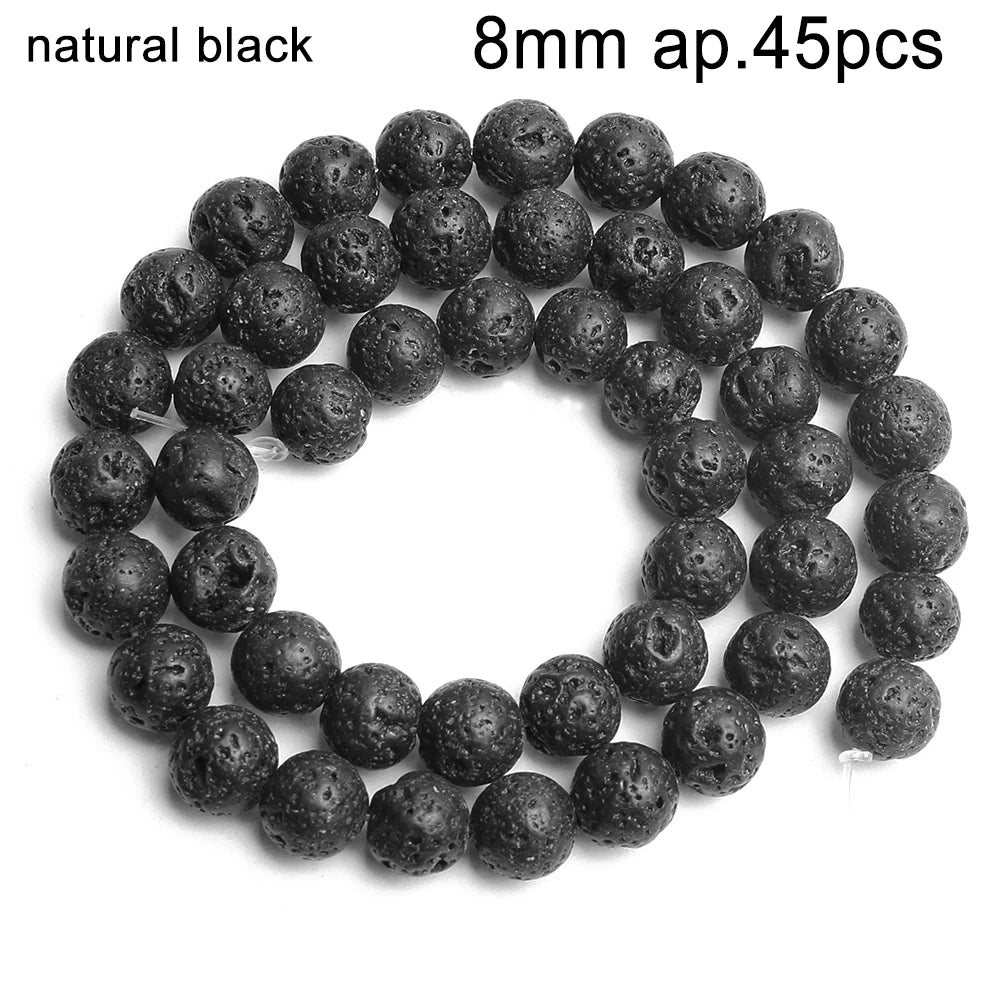 Stone Beads Black Volcanic Lava Spacer Waist Bracelets Necklace Craft Beads