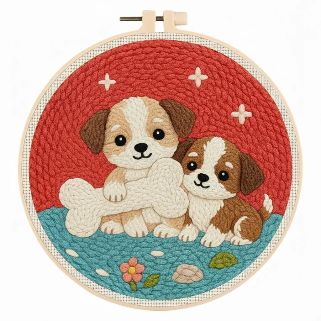 Punch Needle Kit, Animal Patterns with Frame for Handmade Embroidery Art