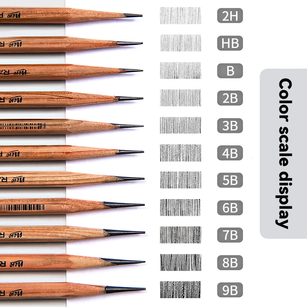 Borrence Graphite & Charcoal Sketch Pencils — Single Grade & Mixed Packs