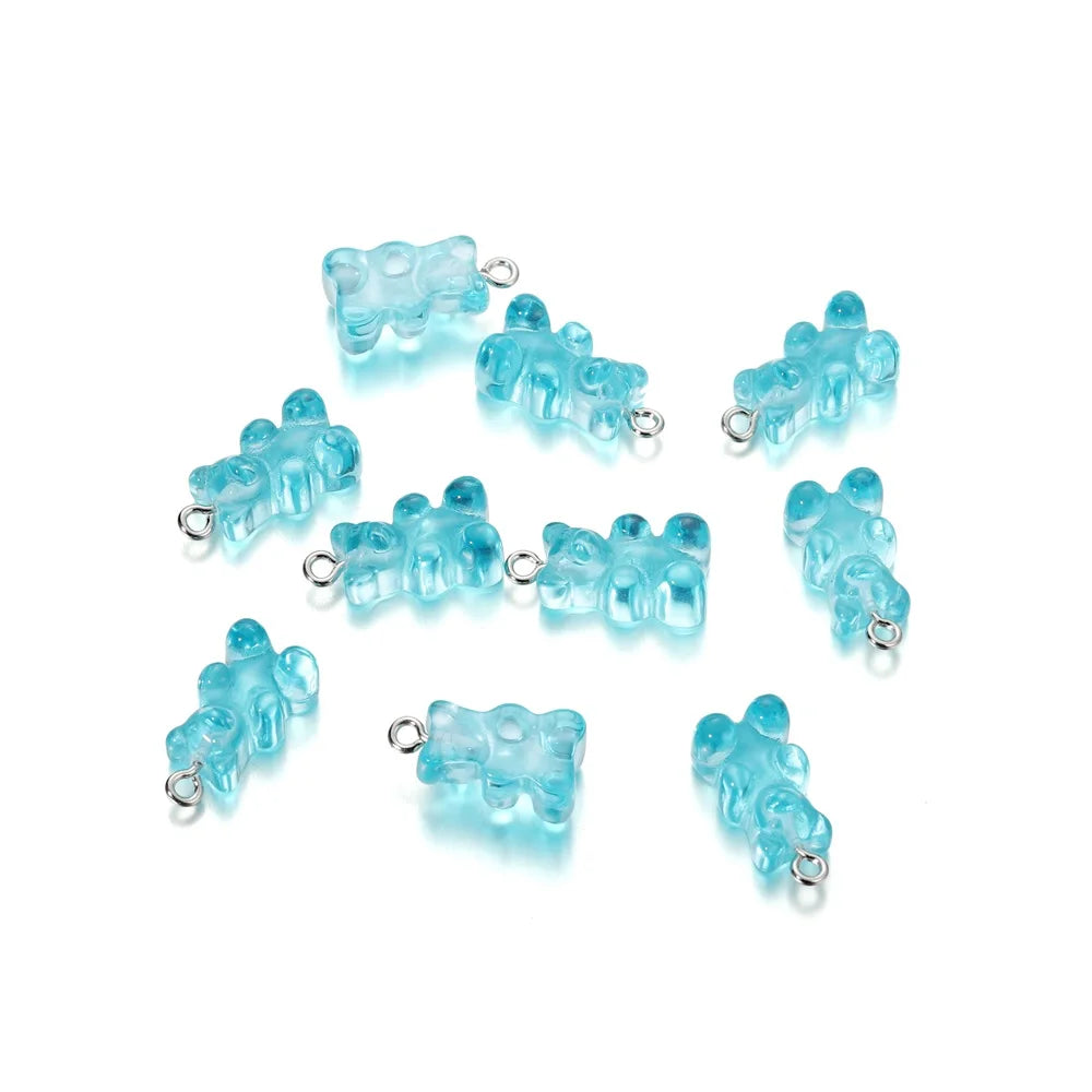 Earring Components Candy Bear Pendant Charms Colorful Resin Bears Craft Supplies