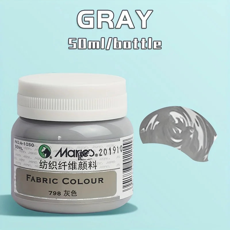 Marie's Permanent Fabric Paint 50ml — 19 Colors for Clothing & DIY Art