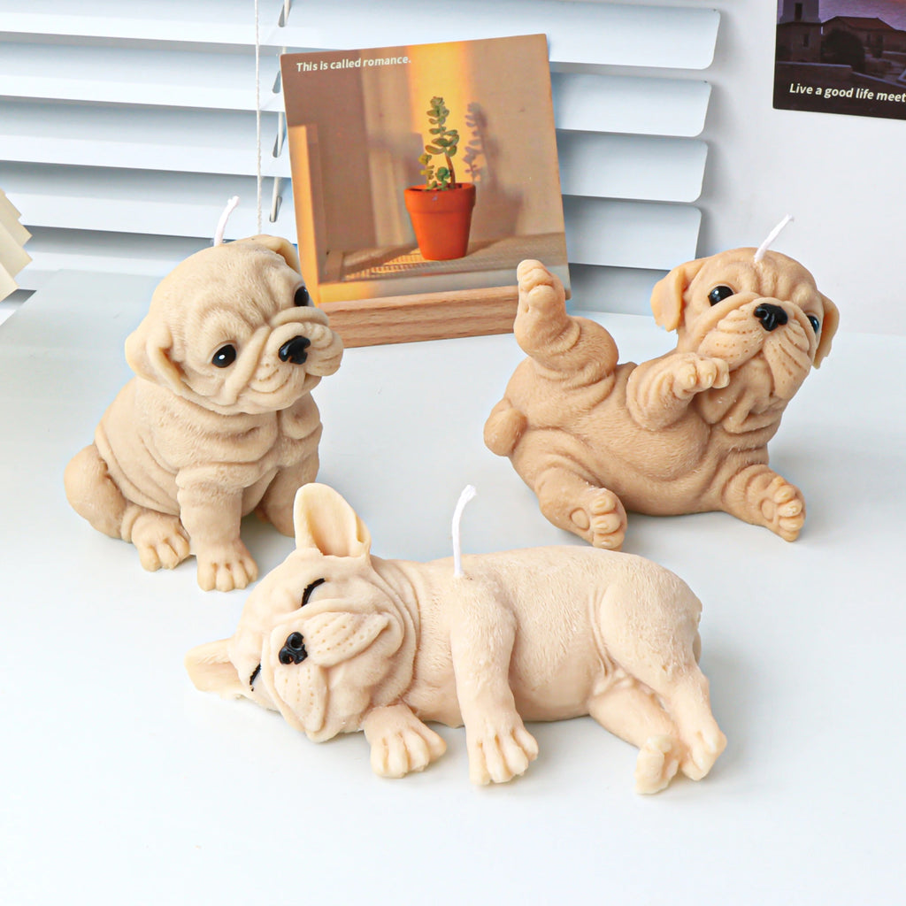 Candle Molds Silicone 3D Puppy Dog DIY Wax and Soap Casting Animal Figurines