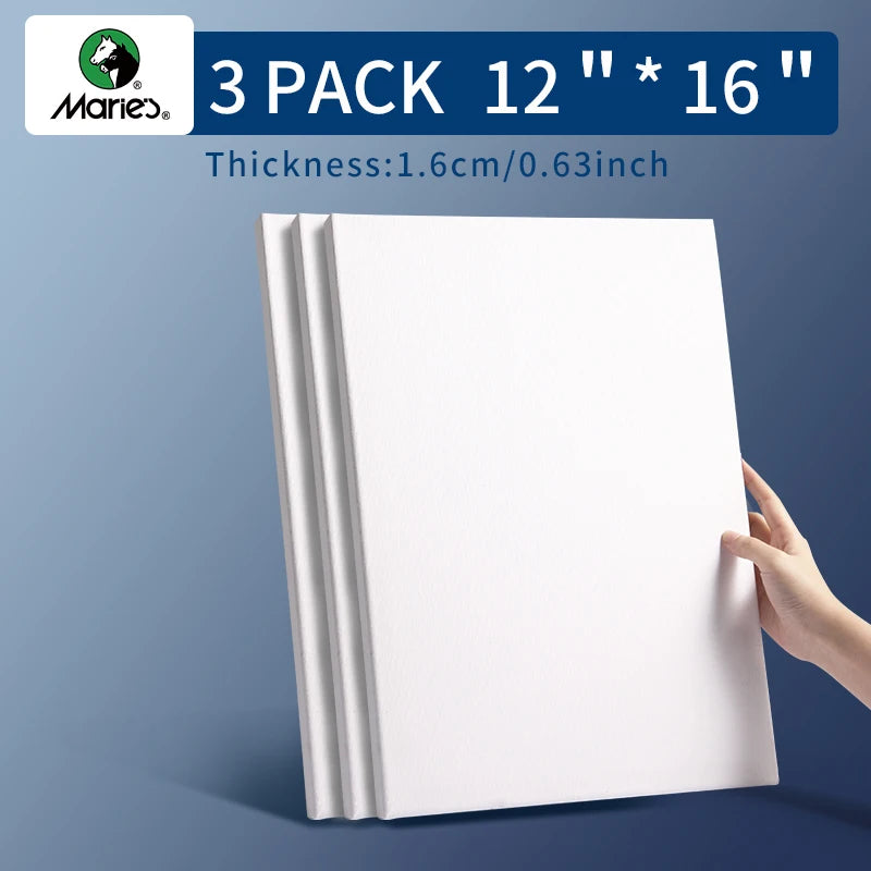 Marie's Stretched Canvas 3-Pack 100% Cotton Primed Rectangle and Round