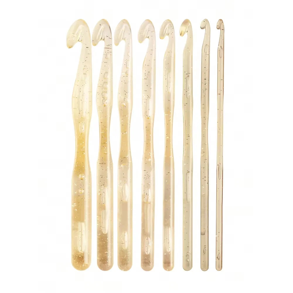 Crochet Hooks, Transparent Crystal-Style Set for Handmade Yarn Crafts