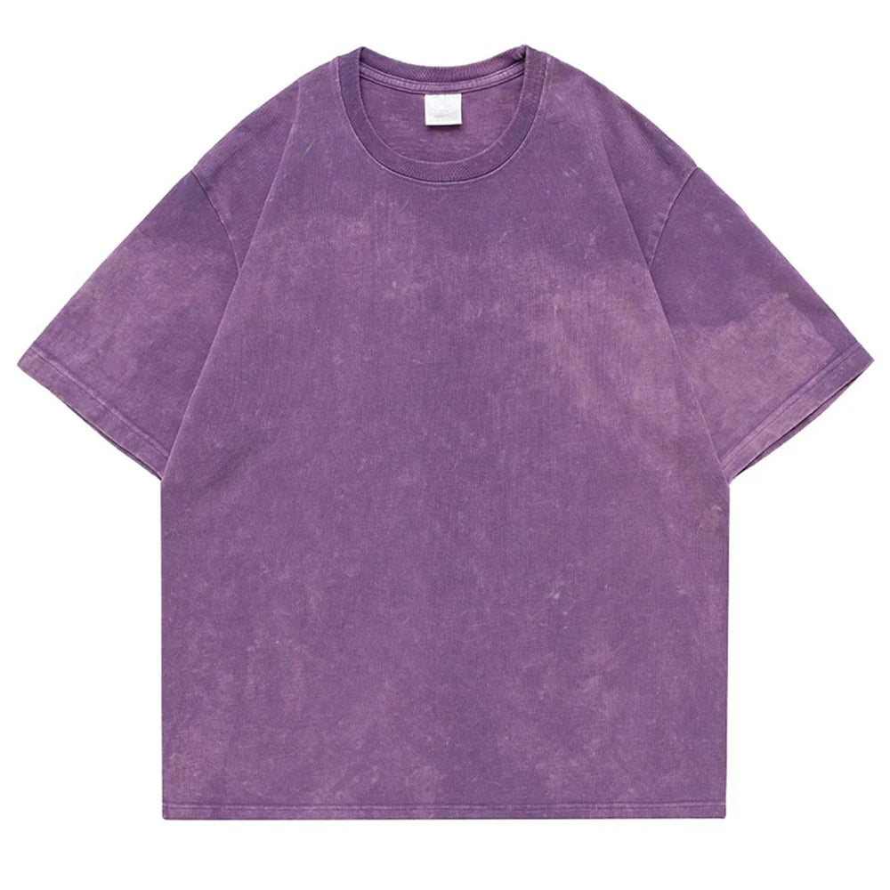 T-Shirt Unisex 230g Washed Retro Punk Drop Shoulder Vintage Loose Tee