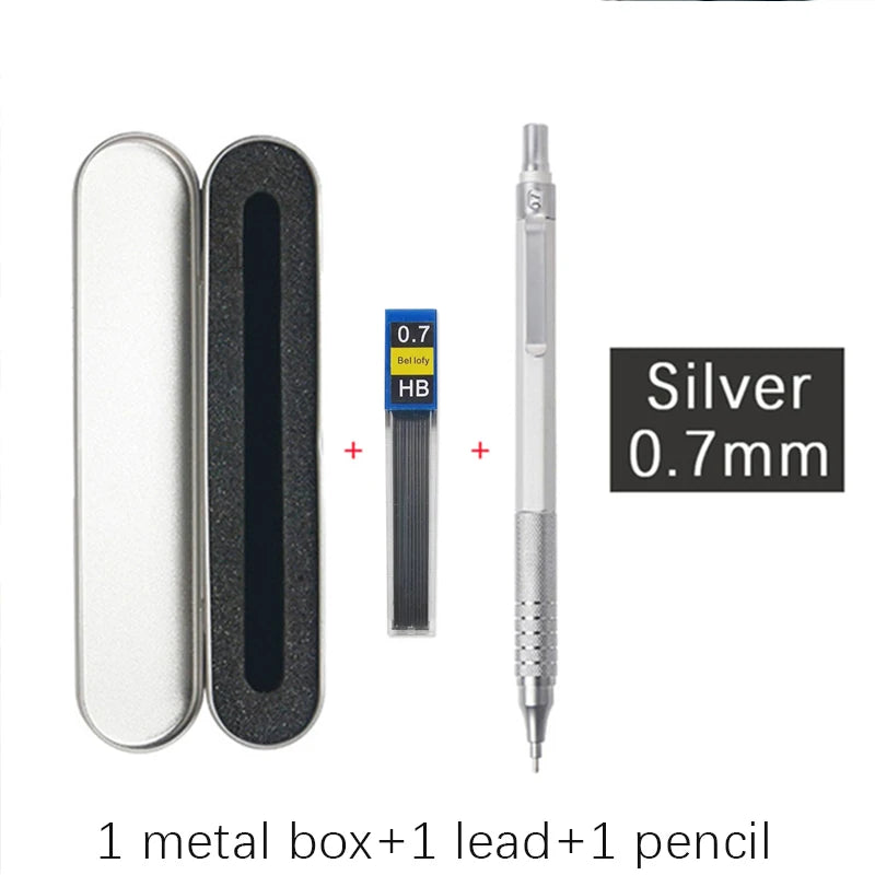 Metal Mechanical Pencil & Lead Refills — 0.3 to 2.0mm, Black or Silver