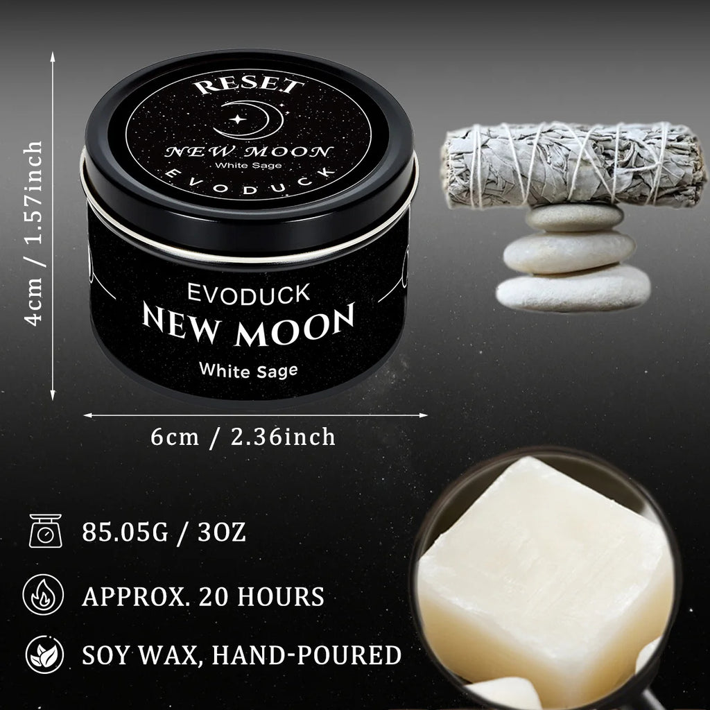 1pc EVODUCK New Moon Scented Candles 3oz Law of Attraction Manifestation Energy Boosting White Sage Christmas Scented Candle