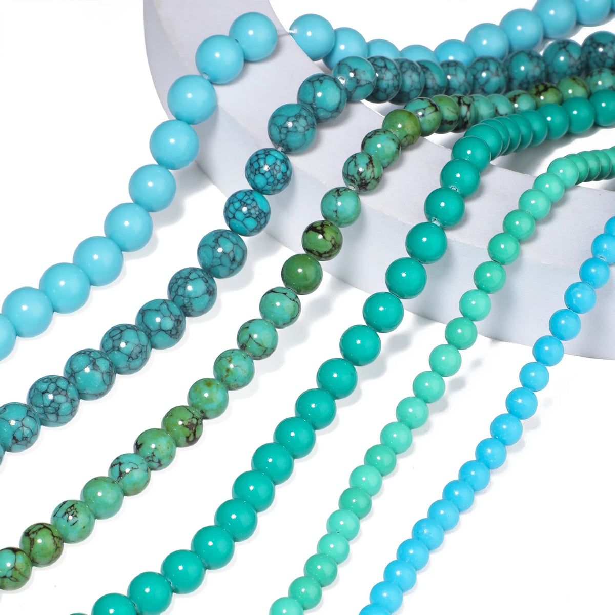 Stone Beads Blue Howlite-Style Smooth Round for DIY Jewelry Making Craft Beads