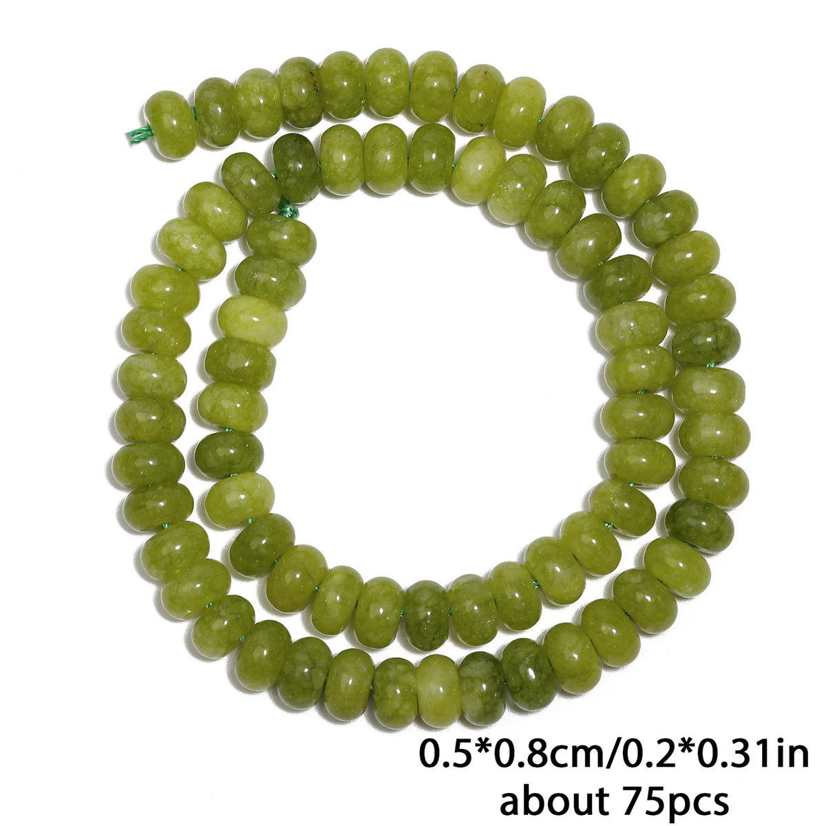 Stone Beads Rondelle Yellow Green Jade-Style for DIY Jewelry Making Craft Beads
